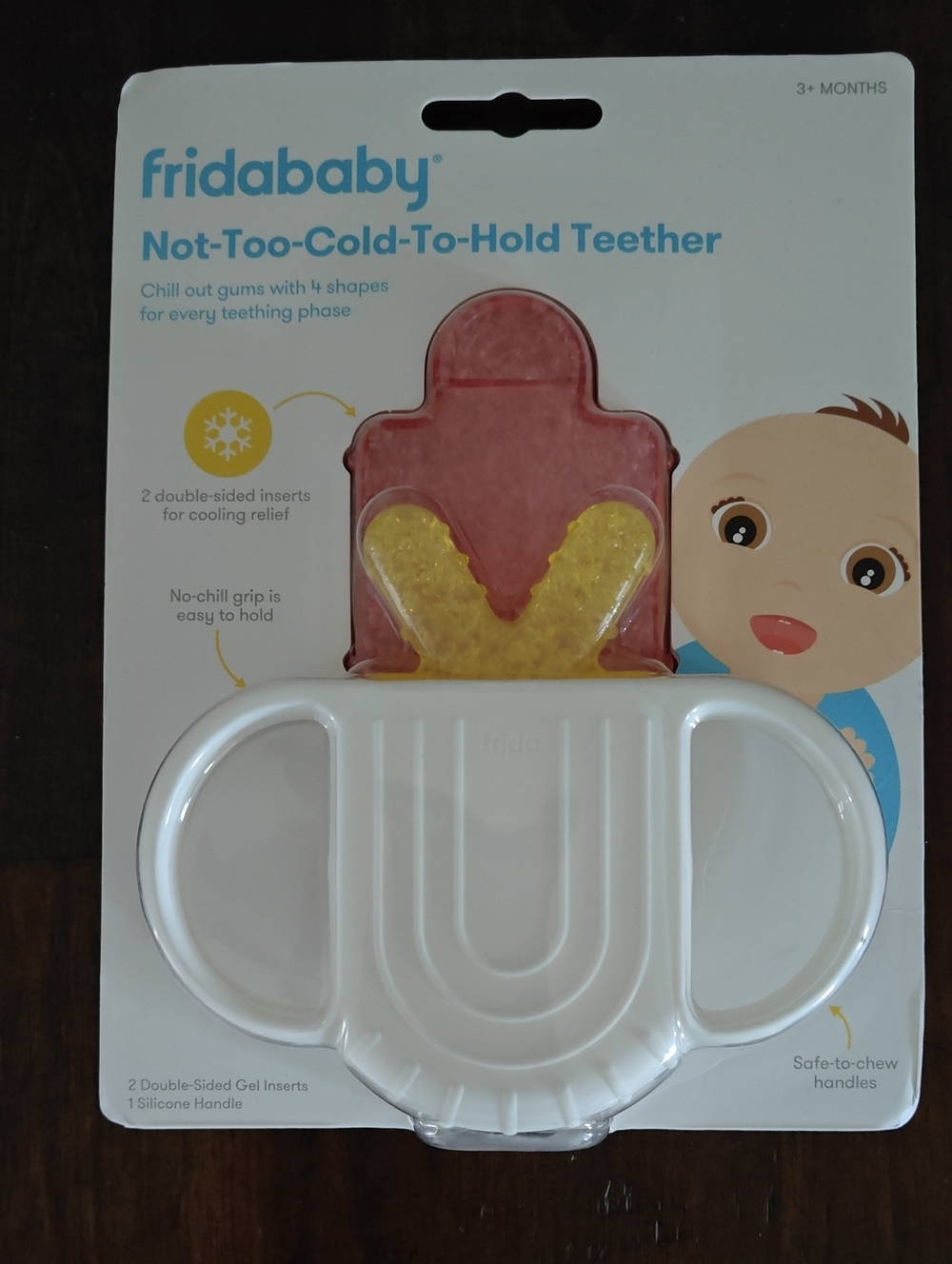 fridababy Not-Too-Cold-To-Hold Teether in White, Yellow & Pink